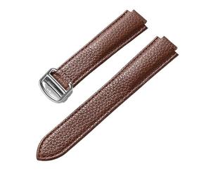 NKCVEZBW Compatible avec les bracelets pliables Cartier bleus à bracelet ballon en cuir de vachette souple grain litchi, for hommes et femmes.(Dark brown,14x8mm)