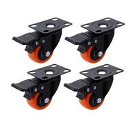 NKCVEZBW Compatible avec les roulettes pivotantes de 2 pouces, industrielles robustes, meubles chariot en polyuréthane orange 300 kg, paquet 4(Type 3)
