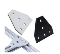 NKCVEZBW Panneau de bande connexion support d'angle solide, Compatible avec le profil en aluminium à fente V 2020 3030 4040 4545 5 trous(30s 6pcs Silver)