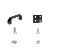 NKCVEZBW Pivot extrudé série 2020, 4 pièces, Compatible avec 20 profils d'extrusion d'aluminium poignées de porte en aluminium 90mm et charnière cadre(2pc handle 4pc hinge,Black)