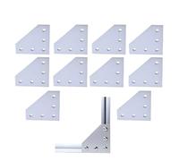 NKCVEZBW Plaque de jonction en aluminium forme L for imprimante 3D, 5 trous, 60x60x4mm, Compatible avec l'extrusion 2020 V/fente, 10 pièces