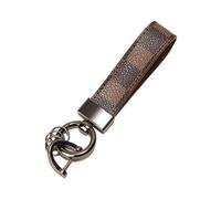 NKCVEZBW Porte-clés de voiture en cuir, Compatible avec les porte-clés forme panneau Simple, décorations suspendues haut gamme, Ex, cadeaux créatifs(Black monogram+gunmetal (monogram edition))