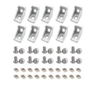 NKCVEZBW Profilé en aluminium compatible avec le connecteur, 10 supports d'angle 2080 + 20 écrous à fente T M5 série + capuchon douille hexagonale x 8 mm(2028 sliver set-50)