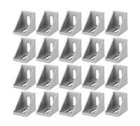 NKCVEZBW Support d'angle en aluminium, 20 pièces, 2 trous, Angle droit, Type L, Compatible avec le profil 3030