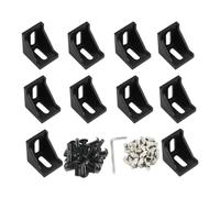 NKCVEZBW Support d'angle noir à Angle droit 4040, avec vis M6, série de supports compatibles fente 8mm, pièces profil en aluminium extrudé, 10