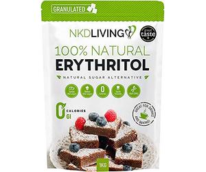 NKD Living 100 % érythritol naturel, 1 kg | Granulé substitut au sucre avec ZÉRO calorie
