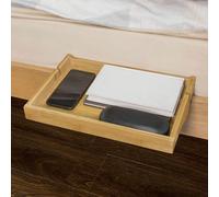 NKD01-W, Étagère de chevet à pince, étagère suspendue pour le côté du lit, avec 2 fentes pour câbles, blanc Bout De Canapé Table De Chevet Table D'Appoint Table Basse Multifonctionnelle Buffet Bas Cha