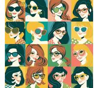 NKDYVB Filles de la mode caricaturale moderne Papier peint à décoller et à coller 45cm x 1000cm, Filles de dessins animés Papier peint autocollant pour décoration de comptoir de chambre à coucher