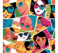 NKDYVB Filles de la mode caricaturale moderne Papier peint à décoller et à coller 45cm x 300cm, Filles de dessins animés Papier peint autocollant pour décoration de comptoir de chambre à coucher