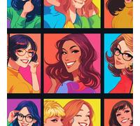 NKDYVB Filles de la mode caricaturale moderne Papier peint autocollant amovible à décoller et à coller Filles de dessins animés Papier peint décoratif pour chambre à coucher 45cm x 600cm