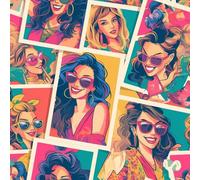 NKDYVB Peler et coller Filles de la mode caricaturale moderne Papier peint 45cm x 300cm Filles de dessins animés Papier peint autocollant pour tiroirs, chambre à coucher, salon