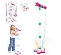 NKFBEV Machine à karaoké pour enfants avec support, machine de karaoké réglable pour enfants, kit de microphone de karaoké, avec lumières de scène clignotantes rotatives, Bluetooth, cadeau pour filles