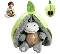 NKFBEV Peluche Musicale avec veilleuse, Peluche âNe Endormi Qui Respire, âne Endormi avec Mouvement de Respiration et Musique, entraîneur de Sommeil, Batterie, pour Nouveau-né et Jeune mère (Vert)
