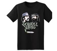NKFTYTIUU Cheech and Chong Smoke Logo Movie Men's T Shirt SizeBlackM