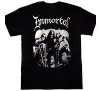 NKFTYTIUU Immortal Band T Shirt Retro Album Short Sleeve All sizesBlackS