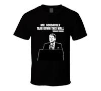 NKFTYTIUU Mr Gorbachev Tear Down This Wall Ronald Reagan T ShirtBlackM