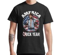 NKFTYTIUU NWT Funny America Chuck Yeah Patriotic USA Chuck Norris Unisex T ShirtBlackL
