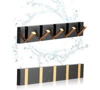 NKHATC les murs attachés, Folding Black Gold Coat Hooks - Watertight Adhesive No Drill Installation,Also for Balcony，Kitchen。(Black Gold 5 Hooks)