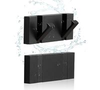 NKHATC les murs attachés, Folding Black Gold Coat Hooks - Watertight Adhesive No Drill Installation,Also for Balcony，Kitchen。(Full Black 2 Hooks)