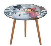 NKJJSTES Nappe de table ronde ajustée et élastique - Motif bonhomme de neige - Imperméable - Pour camping, intérieur et extérieur