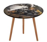 NKJJSTES Nappe de table ronde ajustée et élastique - Motif train de vapeur - Imperméable - Pour le camping en intérieur et en extérieur