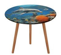 NKJJSTES Nappe ronde ajustée élastique extensible bleu dauphins nappe nappe de table imperméable pour camping intérieur et extérieur