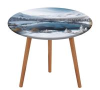 NKJJSTES Nappe ronde ajustée élastique extensible pour l'hiver, montagnes, scène de neige, nappe de table imperméable pour le camping, l'intérieur et l'extérieur