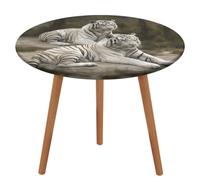 NKJJSTES Nappe ronde ajustée élastique extensible Tigres blancs imperméable pour camping intérieur et extérieur