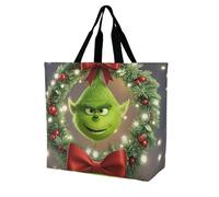 NKJJSTES Sac d'épicerie pliable, réutilisable, sac fourre-tout motif schnauzer, sac à main décontracté pour le travail et le shopping, Génie de Noël classique, 40x40x16cm