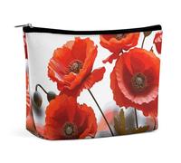 NKJJSTES Trousse de maquillage étanche de grande capacité pour femme et fille - Aquarelle - Guitare acoustique, Fleurs de coquelicots vives., Taille unique