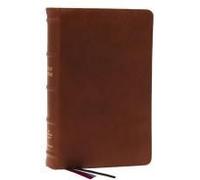 Nkjv, End-Of-Verse Reference Bible, Personal Size Large Print, Premium Goatskin Leather, Brown, Premier Collection, Red Letter, Thumb Indexed, Comfort Print