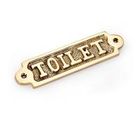 NKlaus 11762 Plaque de porte, en laiton, doré, 14 x 4 cm, plaque décorative, pour toilettes