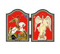 NKlaus 1429 Saint Georges & Ange Gardien Icône Georgij Pobedonosec i Angel Hranitel'