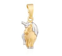 NKlaus 14mm Pendentif petite licorne en argent 925 doré à l'or fin bicolore 13737