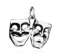 NKlaus 15260 Pendentif masque de théâtre Visa Argent 925 Drame Élégance Masque Pendentif Argent, Argent sterling