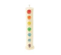 NKlaus 15920 Bougie apaisante en cire d'abeille avec symboles des chakras en blanc - Favorise l'harmonie