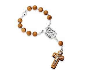 NKlaus 16 cm Chapelet des dizaines Saint Christophe bois véritable 3x2cm Kruzfix pèlerinage 14447