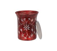 NKlaus 16681 Brûleur d'encens en stéatite avec tamis et gravure, élégant et fait à la main, pour résines, herbes, décoration, yoga et aromathérapie Rouge 9 x 7,6 cm