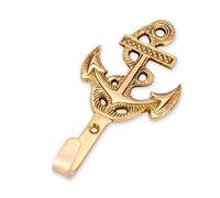 NKlaus 6,5x14cm Crochet - ancre laiton doré mur porte étagère Crochet porte-serviette maritime 11594