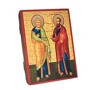 NKlaus Apôtres Pierre et Paul, Icône chrétienne en bois 16x12,5cm scellée à la main 37043