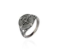 NKlaus Bague pour homme en argent 925 - Chevalière rose des vents - Style vintage - Taille de la bague 58, 60, 62, 64 - Bijou fait à la main comme symbole d'orientation et de liberté, Métal précieux