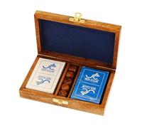 NKlaus Boîte à cartes et cubes en bois de mangue/laiton - 17,5 x 11,5 x 4,5 cm - Décoration maritime - Multifonction - 15934