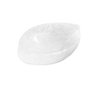 NKlaus Bol à feuilles de sélénite 8,5 cm - Bol en pierre de guérison naturelle pour bijoux, cristaux et rituels spirituels, idéal pour le reiki, la méditation et la décoration