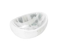 NKlaus Bol en sélénite en forme de U 12 x 9 x 4 cm - Bol en sélénite fait à la main pour cristaux, travail énergétique, rangement et décoration de bijoux, idéal pour la méditation et la guérison