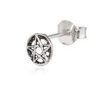 NKlaus Boucles d'oreilles Pentacle 925 Argent Oxydé Antique 6mm Petites boucles d'oreilles 12909