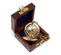 NKlaus Boussole 5cm Forme Montre de Gousset en Laiton dans boîte en Bois Boussole de relèvement Indicateur de Direction 11674