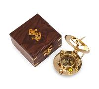 NKlaus Boussole Solaire Maritime 7,5cm en Laiton Boîte en Bois Boussole de Gousset Boussole de relèvement 11682