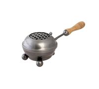 Nklaus Brûleur d'encens en fer anthracite avec grille et manche en bois - Fait main - 15897
