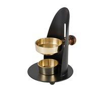 NKlaus Brûleur d'encens réglable en Hauteur Support d'encens avec poignée en Bois laqué Noir doré pour encens Résines et encens Mode de Fonctionnement Bougie Chauffe-Plat 3320