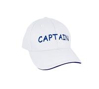 NKlaus Casquette « Captain » blanche en coton bleu brodé - Décoration nautique rétro 16067, Blanc., XXS-4XL